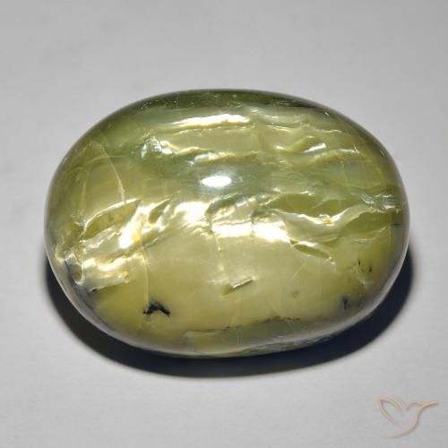 38.44ct طبيعي أخضر ترابى أوبال عين القط, بيضوي, غير شفاف