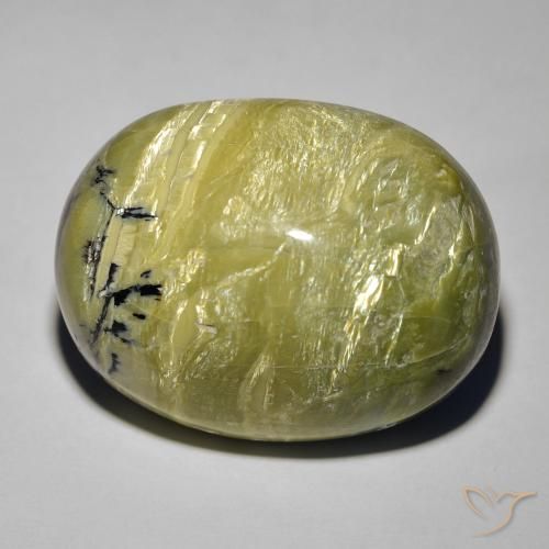 26.42ct طبيعي أخضر ترابى أوبال عين القط, بيضوي, غير شفاف