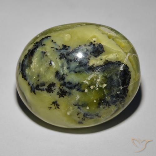 34.72ct طبيعي أخضر مصفر أوبال عين القط, بيضوي, غير شفاف