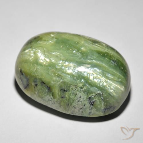 25.54ct طبيعي أخضر متوسط أوبال عين القط, بيضوي, غير شفاف