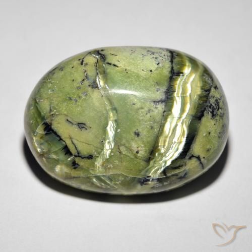 21.32ct طبيعي أخضر ترابى أوبال عين القط, بيضوي, غير شفاف