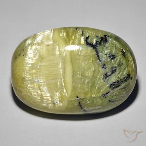 39.60ct طبيعي أخضر ترابى أوبال عين القط, بيضوي, غير شفاف