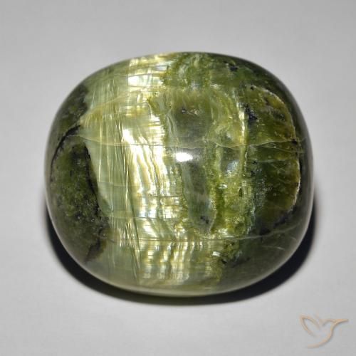 32.39ct طبيعي أخصر بنى أوبال عين القط, بيضوي, غير شفاف