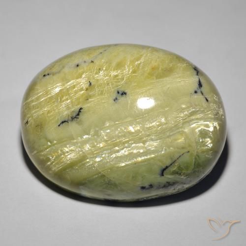 36.45ct طبيعي أخضر مصفر أوبال عين القط, بيضوي, غير شفاف
