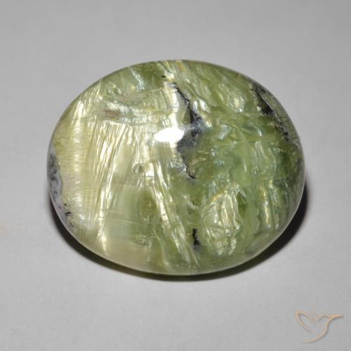16.89ct طبيعي أخضر ترابى أوبال عين القط, بيضوي, غير شفاف