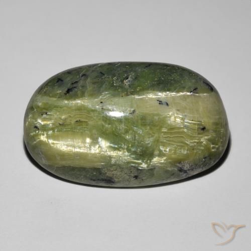 17.52ct طبيعي أخضر ترابى أوبال عين القط, بيضوي, غير شفاف