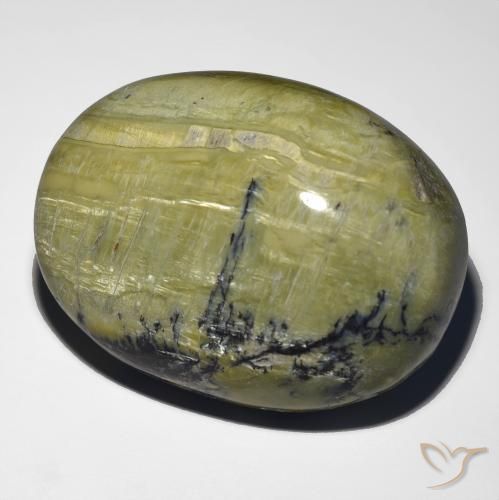 48.21ct طبيعي أخضر ترابى أوبال عين القط, بيضوي, غير شفاف