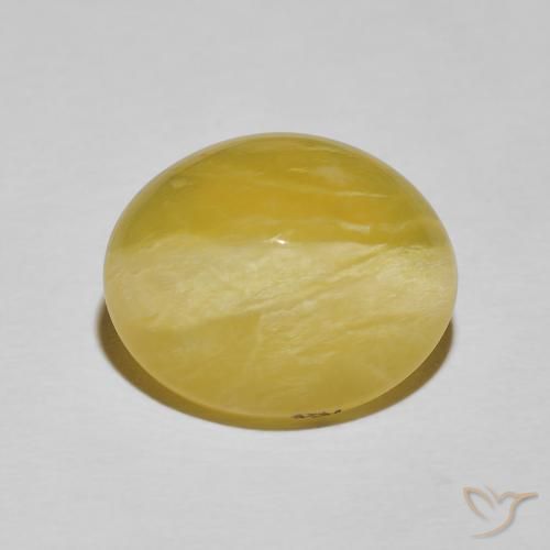 11.49ct طبيعي أصفر باهت أوبال عين القط, بيضوي, غير شفاف