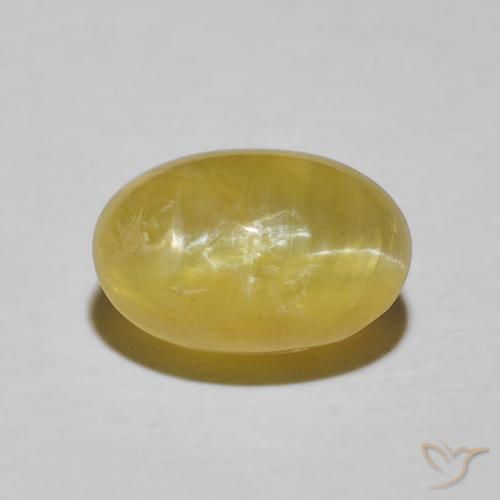3.78ct طبيعي أصفر فاتح أوبال عين القط, بيضوي, غير شفاف