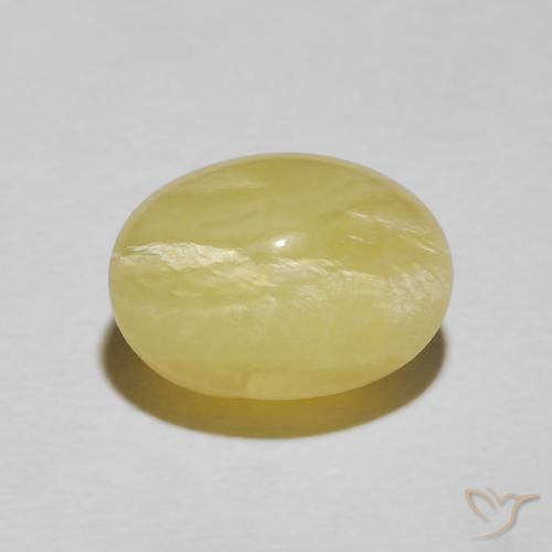 4.48ct طبيعي أصفر فاتح أوبال عين القط, بيضوي, غير شفاف
