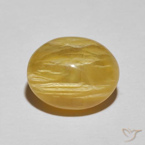 7.14ct طبيعي أصفر غنى أوبال عين القط, بيضوي, غير شفاف