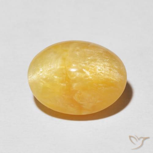 6.38ct طبيعي ذهبى لامع أوبال عين القط, بيضوي, غير شفاف