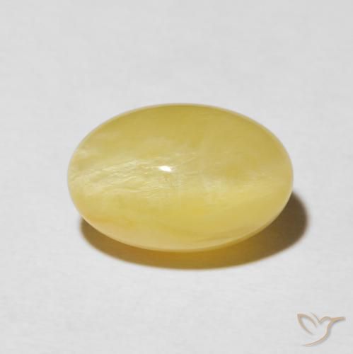 5.95ct طبيعي أصفر فاتح أوبال عين القط, بيضوي, غير شفاف
