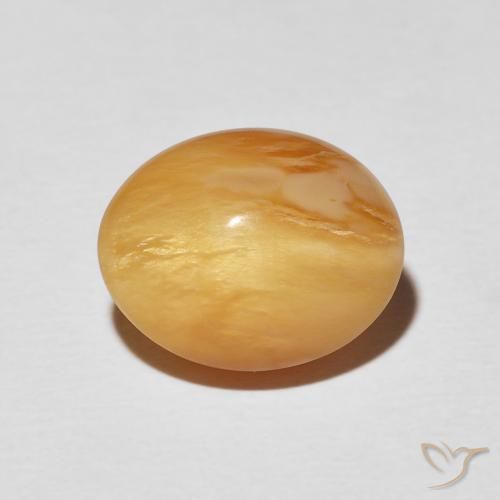 4.59ct طبيعي ذهبى-برتقالى أوبال عين القط, بيضوي, غير شفاف