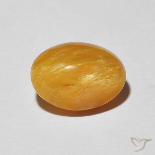 2.93ct طبيعي ذهبى-برتقالى داكن أوبال عين القط, بيضوي, غير شفاف