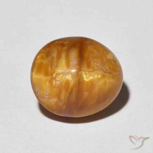 5.76ct طبيعي برتقالى داكن أوبال عين القط, بيضوي, غير شفاف