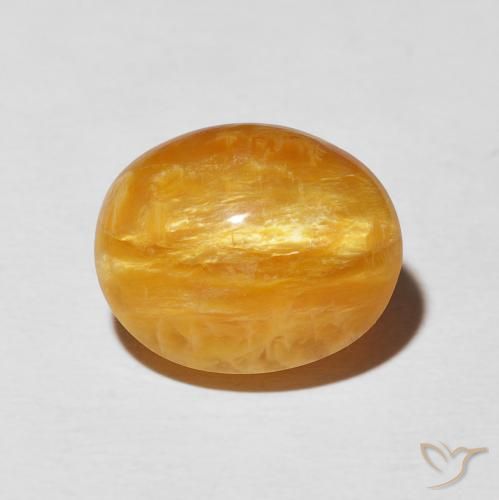 6.92ct طبيعي برتقالى متوسط أوبال عين القط, بيضوي, غير شفاف