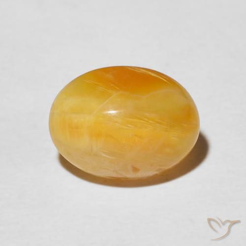 2.97ct طبيعي ذهبى-برتقالى أوبال عين القط, بيضوي, غير شفاف