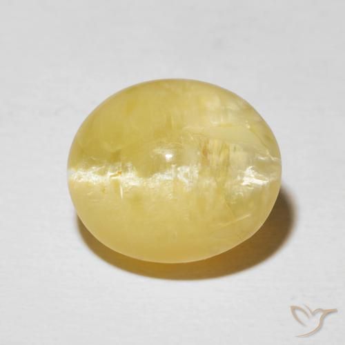 5.87ct طبيعي أصفر فاتح أوبال عين القط, بيضوي, غير شفاف