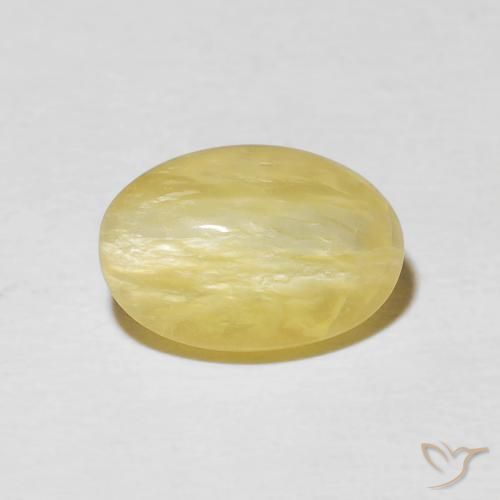 2.52ct طبيعي أصفر فاتح أوبال عين القط, بيضوي, غير شفاف
