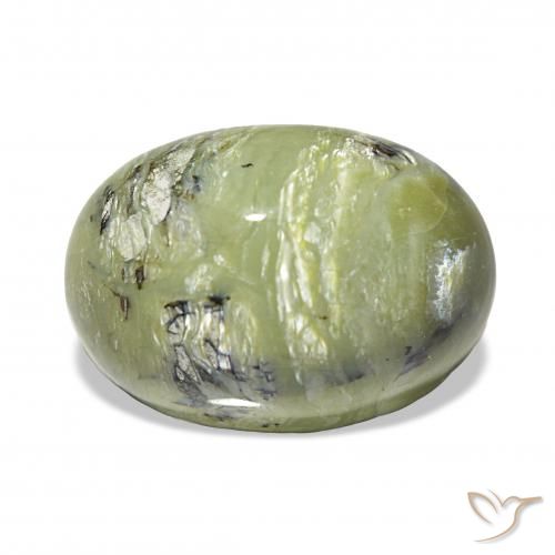 6.67ct أخضر متوسط أوبال عين القط, بيضوي, غير شفاف