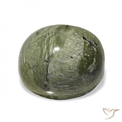 4.64ct أخضر مصفر أوبال عين القط, بيضوي, غير شفاف