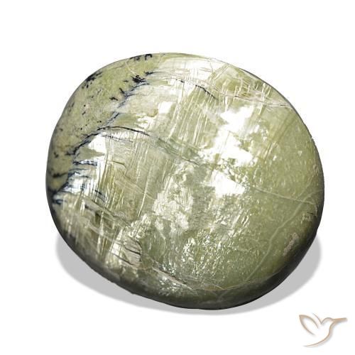 أوبال عين القط أخضر مصفر طبيعي، وسادة، 25.90 قيراط، غير شفاف