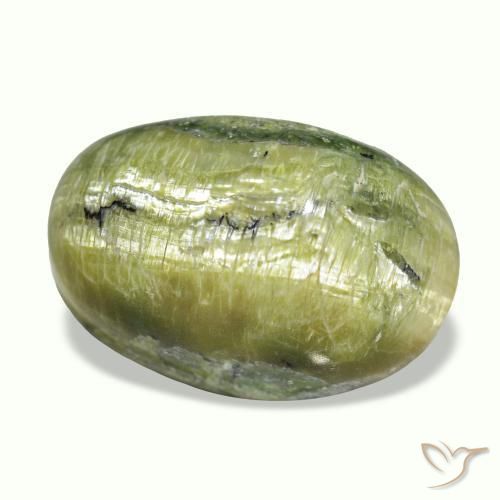 Cat's Eye Opal طبيعي بلون متعدد الألوان، وزن ‎12.02‎ قيراط، شكل بيضاوى، مقاس ‎17.6x11.9‎ مم
