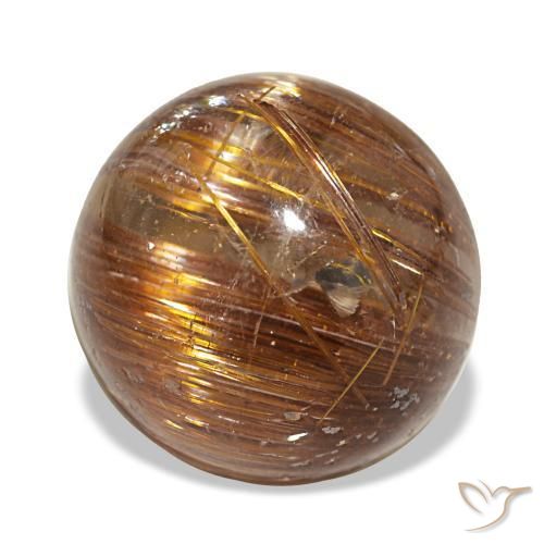 Cat's Eye Rutile Quartz طبيعي بلون برتقالى متوسط، وزن ‎3.91‎ قيراط، شكل دائري، مقاس ‎9.53‎ مم