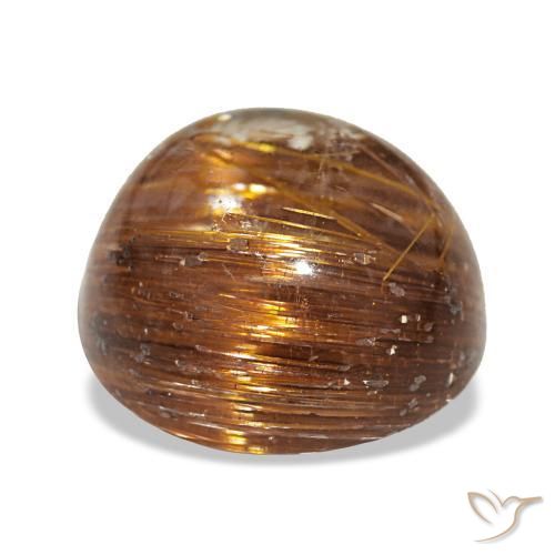 Cat's Eye Rutile Quartz طبيعي بلون برتقالى متوسط، وزن ‎3.91‎ قيراط، شكل دائري، مقاس ‎9.53‎ مم