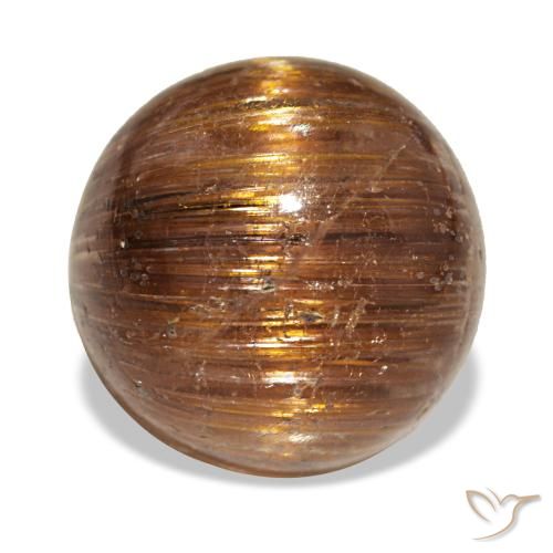 5.21ct برتقالي Cat's Eye Rutile Quartz, مستدير, نصف شفاف