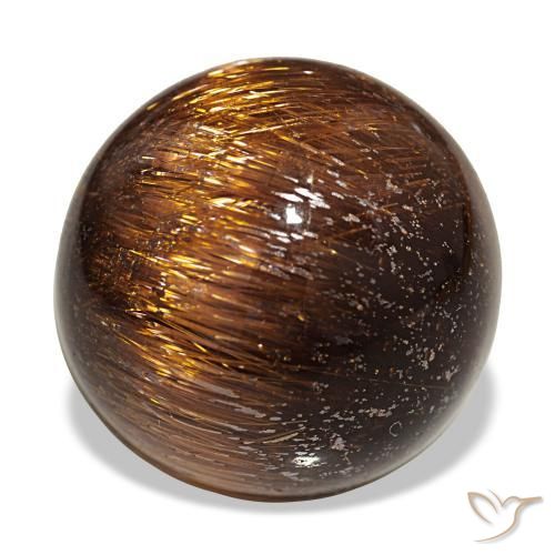 Cat's Eye Rutile Quartz طبيعي بلون Medium Dark-Orange، وزن ‎19.68‎ قيراط، شكل دائري، مقاس ‎16.42‎ مم
