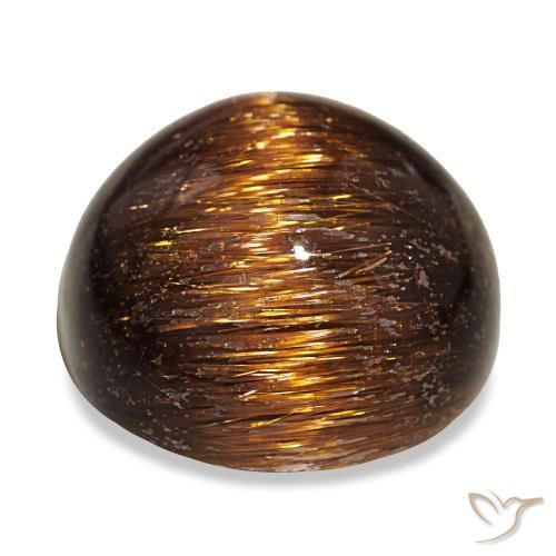 Cat's Eye Rutile Quartz طبيعي بلون Medium Dark-Orange، وزن ‎19.68‎ قيراط، شكل دائري، مقاس ‎16.42‎ مم