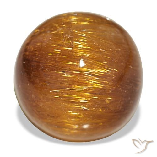 17.93ct برتقالي Cat's Eye Rutile Quartz, مستدير, غير شفاف
