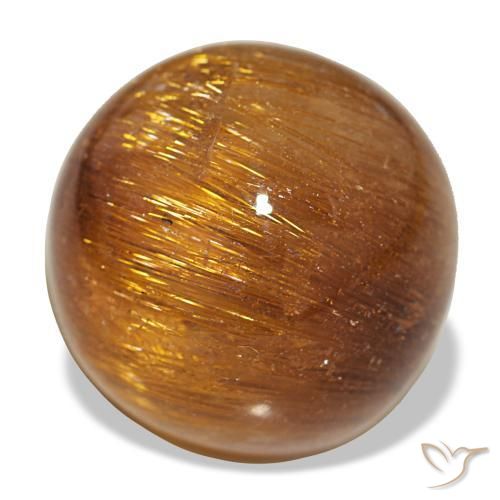 Cat's Eye Rutile Quartz طبيعي بلون برتقالي بني، وزن ‎17.93‎ قيراط، شكل دائري، مقاس ‎15.14‎ مم
