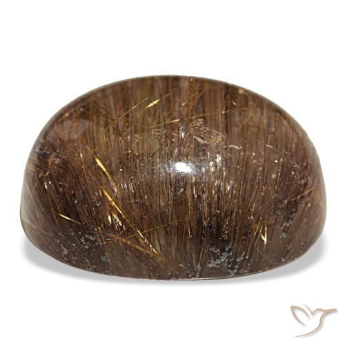 Cat's Eye Rutile Quartz طبيعي بلون برتقالي محمر عميق، وزن ‎44.01‎ قيراط، شكل بيضاوى، مقاس ‎24.1x18.2‎ مم