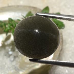 Cat's Eye Scapolite طبيعي بلون بني عميق، وزن ‎6.50‎ قيراط، شكل دائري، مقاس ‎12.25‎ مم