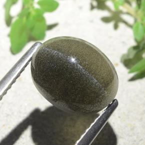Cat's Eye Scapolite طبيعي بلون بني مخضر، وزن ‎4.00‎ قيراط، شكل بيضاوى، مقاس ‎10x8‎ مم