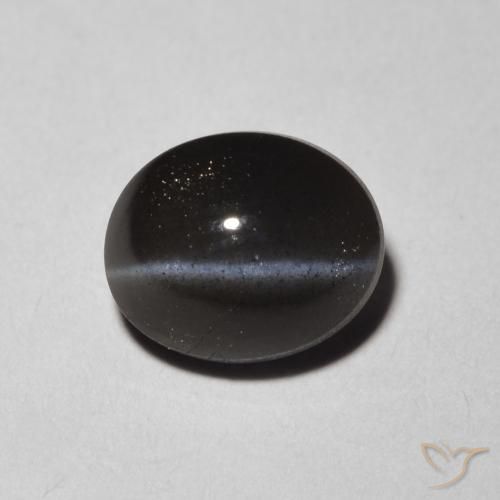1.47ct طبيعي أسود سكاتوليت عين القط, بيضوي, نصف شفاف