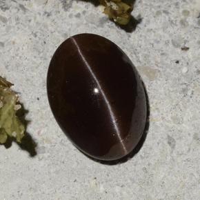 Cat's Eye Scapolite طبيعي بلون بني داكن، وزن ‎2.16‎ قيراط، شكل بيضاوى، مقاس ‎9.2x6.7‎ مم
