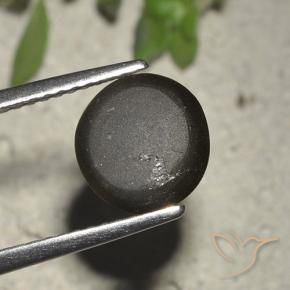 Cat's Eye Scapolite طبيعي بلون أسود، وزن ‎2.72‎ قيراط، شكل دائري، مقاس ‎8.23‎ مم