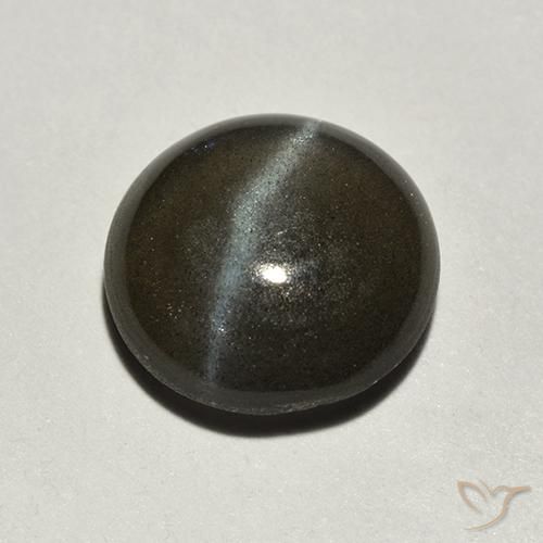 2.01ct طبيعي أسود سكاتوليت عين القط, دائري, نصف شفاف