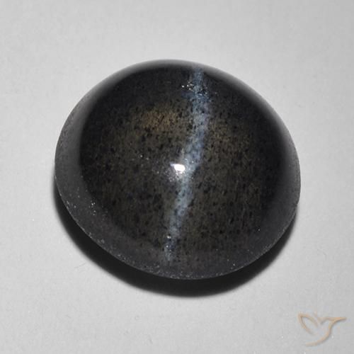 2.05ct طبيعي أسود سكاتوليت عين القط, دائري, نصف شفاف
