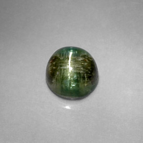 Cat's Eye Tourmaline طبيعي بلون أخضر عميق، وزن ‎1.20‎ قيراط، شكل دائري، مقاس ‎5.97‎ مم