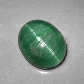 Cat's Eye Tourmaline طبيعي بلون أخضر، وزن ‎2.09‎ قيراط، شكل شفاف، مقاس ‎8.6x7‎ مم