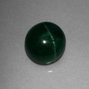 Cat's Eye Tourmaline طبيعي بلون أخضر عميق، وزن ‎2.43‎ قيراط، شكل شفاف، مقاس ‎7.14‎ مم