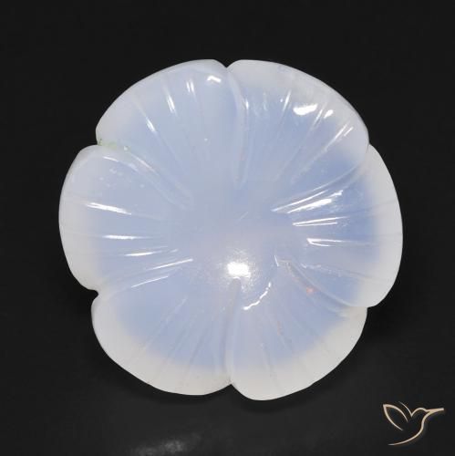 12.91ct طبيعي أزرق سماوى فاتح عقيق أبيض أو كالسيدونى, قص وردة, نصف شفاف
