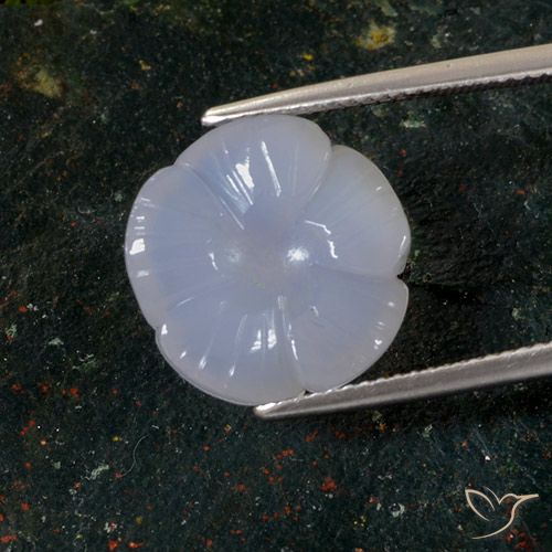 8.75ct طبيعي أزرق فاتح عقيق أبيض أو كالسيدونى, قص وردة, نصف شفاف, Photo A
