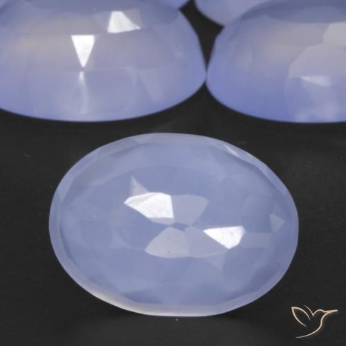 5.57ct طبيعي أزرق أرجوانى عقيق أبيض أو كالسيدونى, بيضوي, نصف شفاف
