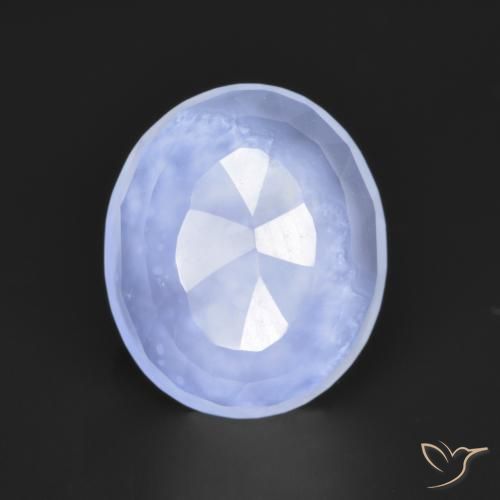 2.81ct طبيعي أزرق أرجوانى فاتح عقيق أبيض أو كالسيدونى, بيضوي, نصف شفاف